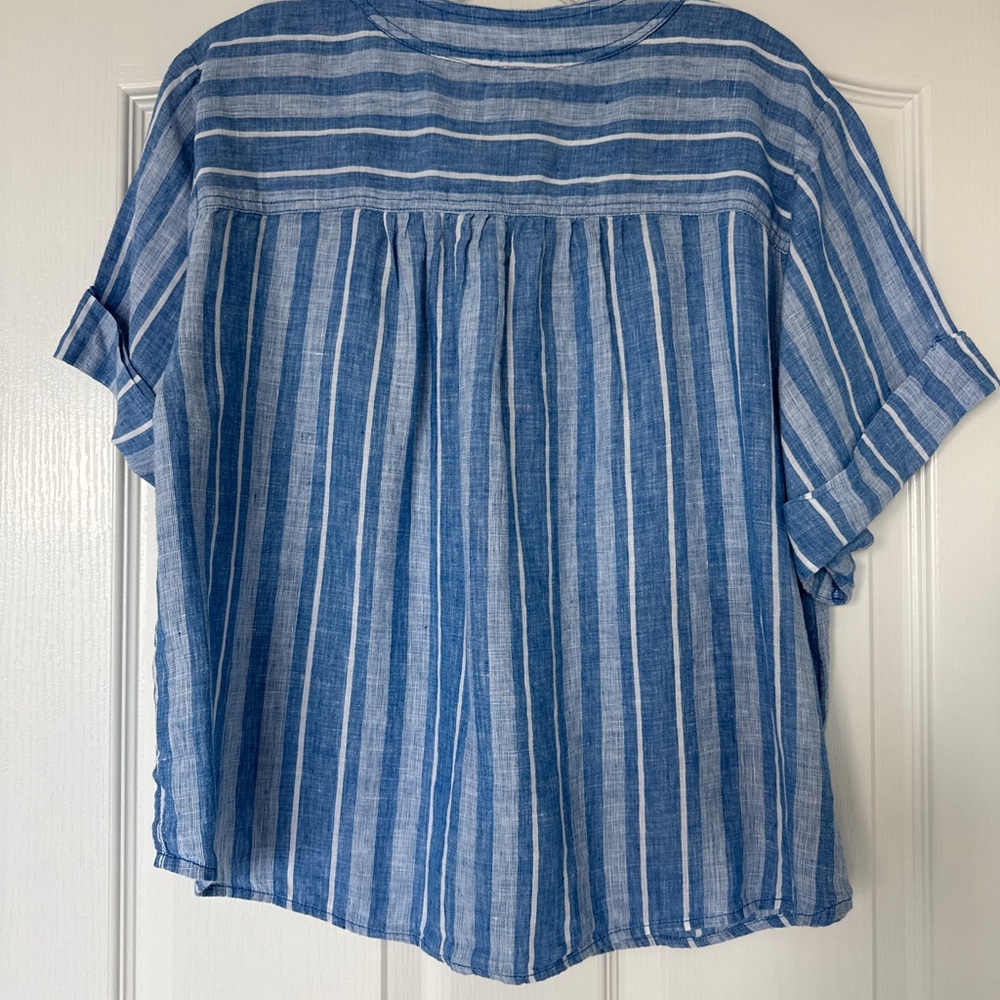 Anthropologie Pilcro Blue and White Striped Blouse - Picture 2 of 3